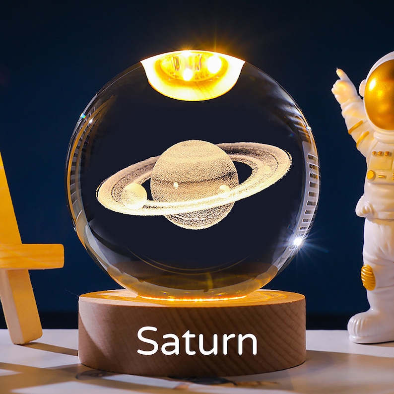 3D Galaxy Crystal Ball Night Light-6CM Solar System Lamp-Custom Crystal Photo Night Lamp-3D Glass Ball Light-Bedroom Decor Crystal Lamp Saturn-3D