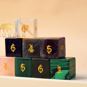 Natural Crystal D6 Dice-Amethyst D6-16mm d6s-Dungeons and Dragons D6-Engraved Dice for d6 rpgs / tabletop games/ DON'T Roll together