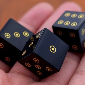 Obsidian Gemstone D6 Dice-16mm d6s-Dungeons and Dragons D6-Yahtzee Dice-Engraved Pips Dice for d6 rpgs / tabletop games/ DON'T Roll together