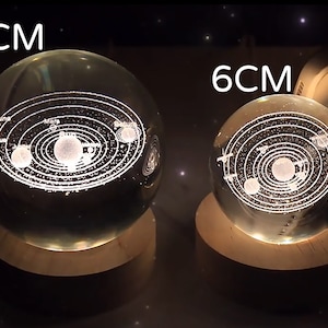 3D Galaxy Crystal Ball Night Light-6CM Solar System Lamp-Custom Crystal Photo Night Lamp-3D Glass Ball Light-Bedroom Decor Crystal Lamp image 10