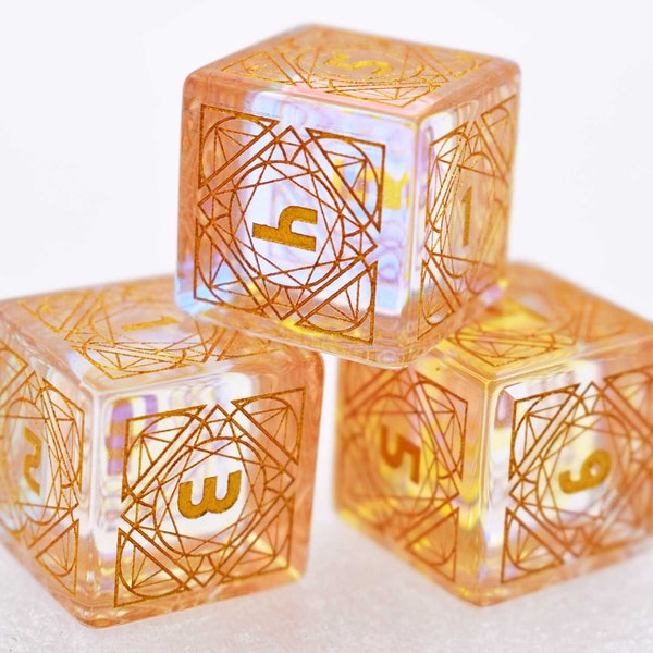 Infinity Prism Dichroic Glass D6 Die-d6s-Dungeons and Dragons D6-Gemstone D6 Dice Set-Engraved Gemstone D6 Dice for d6 rpgs- 6 Sided Dice