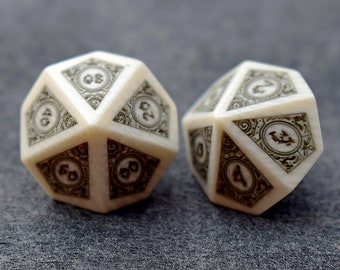 Medieval Bone Dice Set-Viking DnD D and D Dice Set-Dungeons & Dragons-Engraving Gemstone Dice Set-Stone Polyhedral Dice Set-Christmas Gift