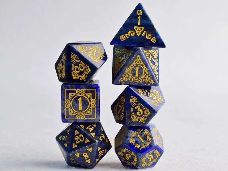 1 FULL set of Gemstone Dice Set-Dungeons & Dragons-DnD D and D Dice Set-Celtic Knot Themed Dice-Limited Edition dice-Limited Stock-FAST Ship image 12