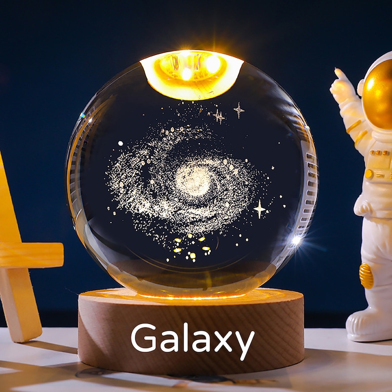 3D Galaxy Crystal Ball Night Light-6CM Solar System Lamp-Custom Crystal Photo Night Lamp-3D Glass Ball Light-Bedroom Decor Crystal Lamp Galaxy-3D
