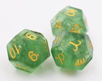 Green Fluorite Astro Dice-Divination Dice-Astrology dice-Astrodice-For Astrology Readings Dice Game-Divination-Norse Magic-Witchcraft-Viking