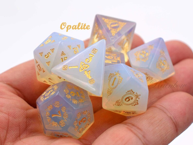 Gemstone Dnd Dice Setdungeons and Dragonsnatural Gemstone Etsy