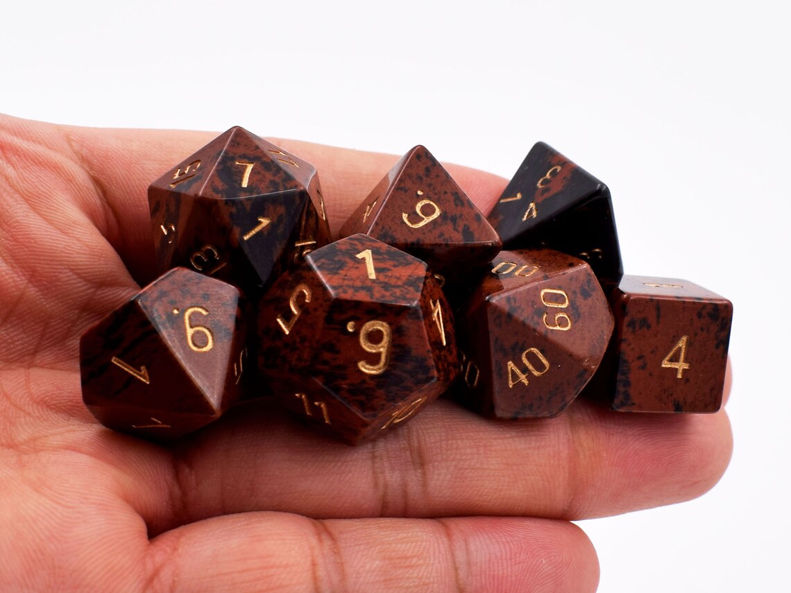 Mahogany Obsidian Dice Setpolyhedral Gemstone Diceengraved Etsy Ireland