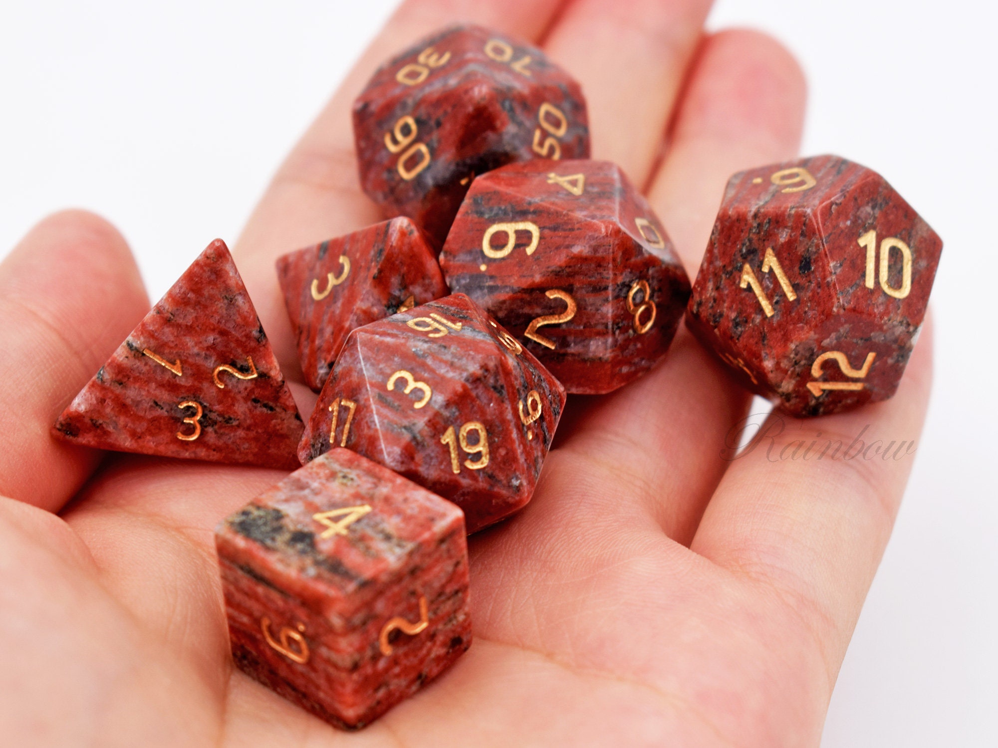 DiceGemstone DiceStone rpg DiceDnD DiceRed Granite Etsy