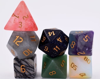 Individual Gemstone dice-ALL material-d4 d6 d8 d10 d% d12 d20-dungeons and dragons-Get a custom set-Make each dice to be a different stone