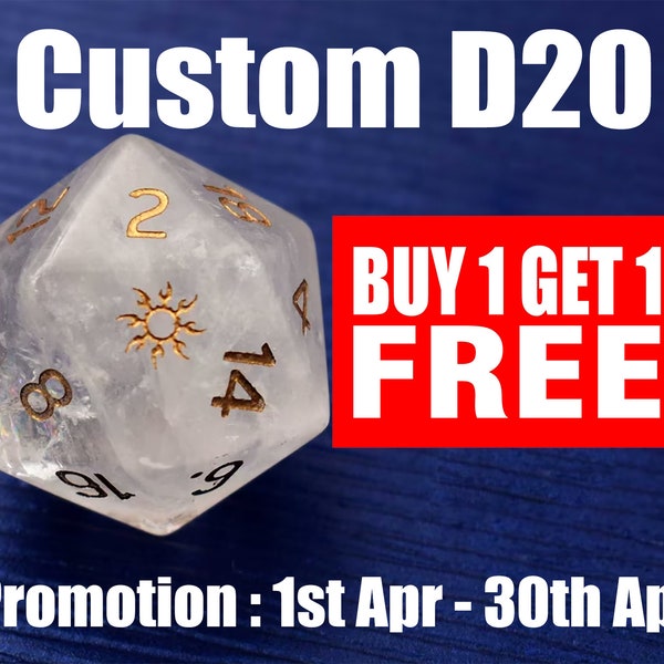 Customize D20-DnD D and D Dice Set-Add Initials or Symbol-Custom D20 Dice-Personalized D20 dungeons and dragons-Stone D20-Gemstone D20