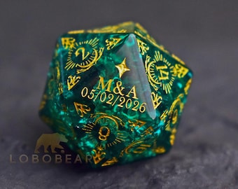 Dado D20 "Cásate conmigo" - Dado D20 personalizado - Dado D20 de aniversario personalizado - Dado D20 de boda - Dado D20 grabado - Dado D y D de piedras preciosas naturales - Dado D20 con monograma