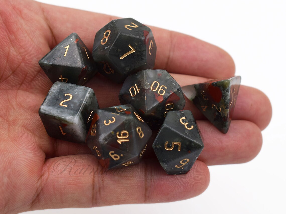 Bloodstone Gemstone dnd diceNatural Gemstone DiceFull Set Etsy