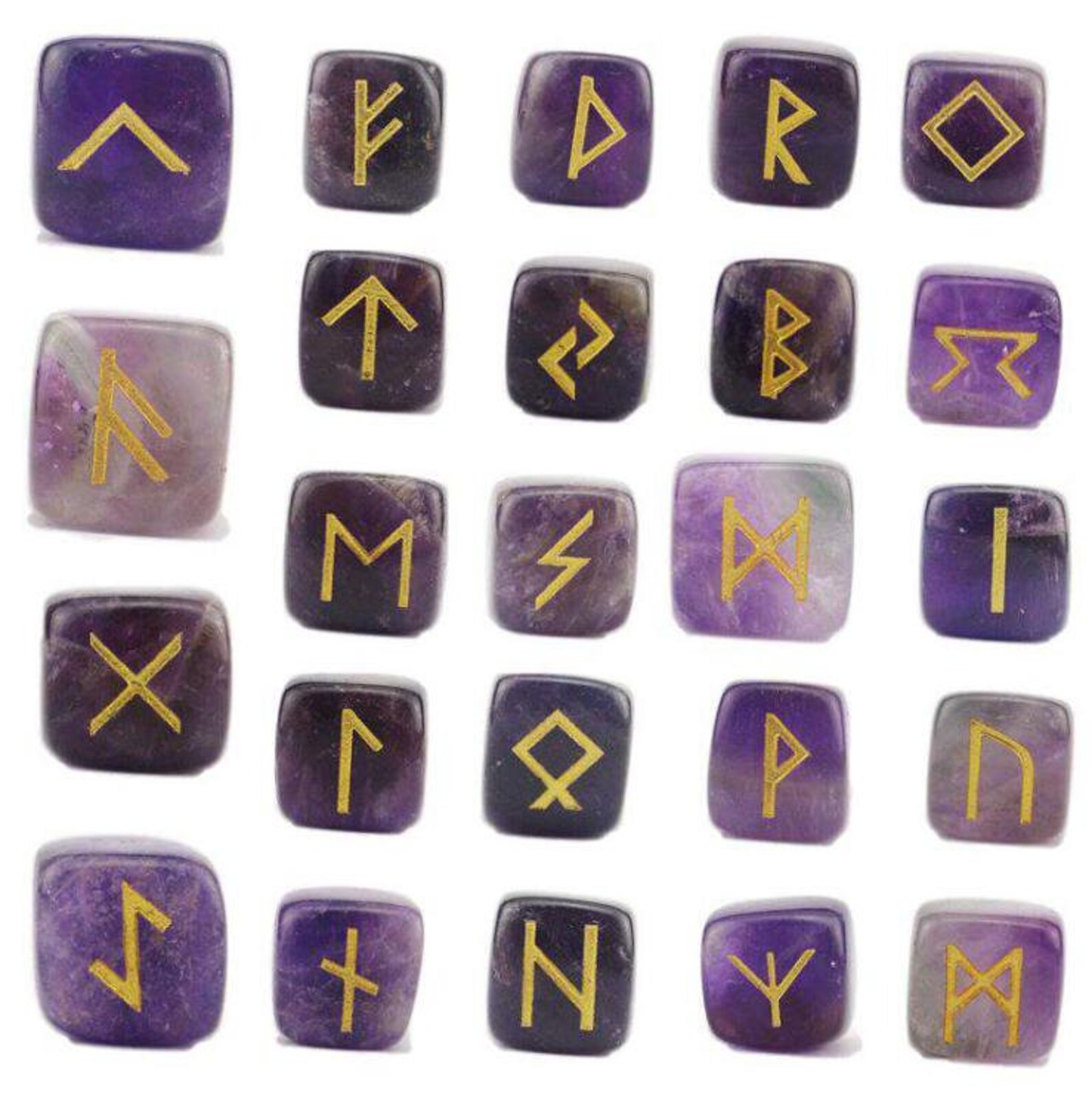 Runic Cubeselder Futhark Rune Set Amethystset of Runic Etsy