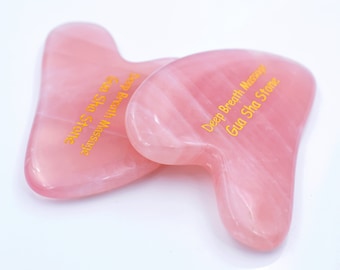 Personalized Rose Quartz Gua Sha-Natural Gemstone Gua Sha Massage Tool-Facial Massage Tool-Guasha Tool-Face Sculpting Tool-Pink Guasha Stone