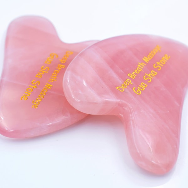 Quartz rose gua sha personnalisé - outil de massage gua sha avec pierres précieuses naturelles-outil de massage du visage-outil guasha-outil de sculpture du visage-pierre guasha rose