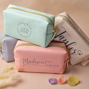 Bridesmaid Makeup Bag-Custom Cosmetic Bags-Makeup Pouch with Name or Initial-Personalized Gift for Women-Bridesmaid Gifts-Best Gifts for Her