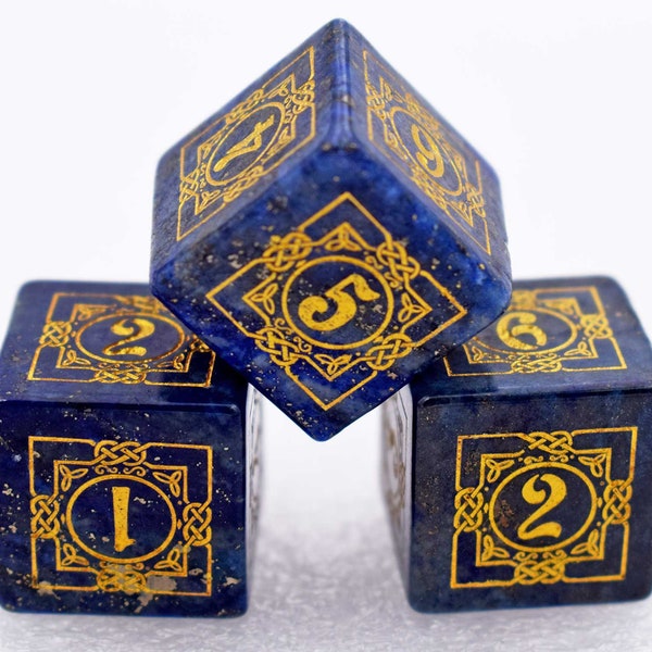 Lapis Lazuli Gemstone D6 Die-Stone d6s-Dungeons and Dragons D6-Gemstone D6 Dice Set-Engraved Gemstone D6 Dice for d6 rpgs-6 Sided Dice rpg