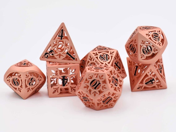 Set di dadi in oro rosa per Dungeons and Dragons-Hollow d&d Dice-Metal Dice-dnd  dadi-Set di dadi poliedrici-dadi di rame-dadi in metallo solido per dnd -   Italia