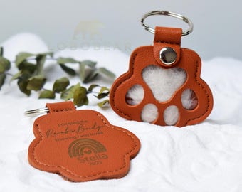 Pet Fur Keepsake Keychain-Dog Hair Storage Keyring-Pet Fur Memorial Keychain-Personalized Cat Hair Keepsake Key Ring-Custom Pet Loss Gift