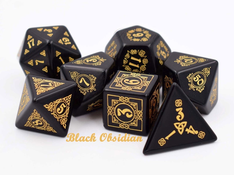 Gemstone Dnd Dice Setdungeons and Dragonsnatural Gemstone Etsy