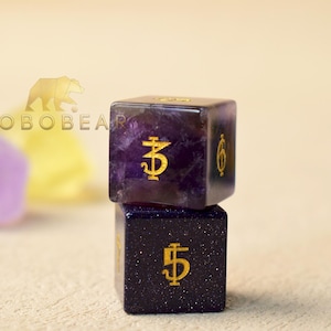 Amethyst Gemstone D6-Natural D6 Dice-Engraving 16mm d6s-Dungeons and Dragons-Engraved Dice for d6 rpgs / tabletop games/ DON'T Roll together