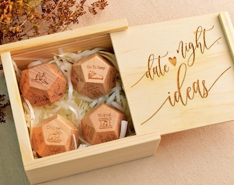 Personalized date night dice-Food & Activity Decision Dice Set-Valentines Day-Wedding Anniversary Gifts-Couples Dice with Custom Wooden Box