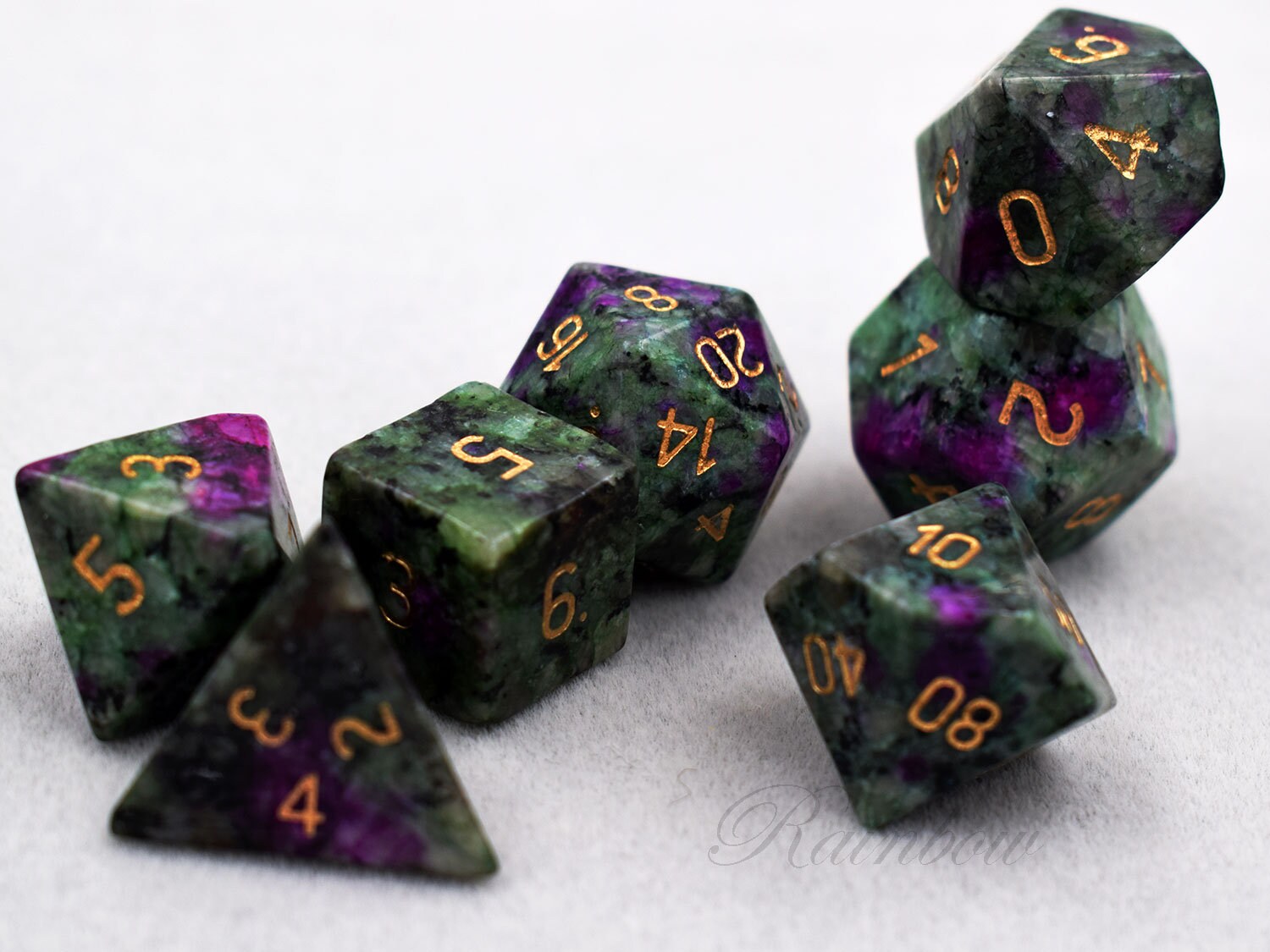 Ruby in ZoisitePolyhedral Gemstone Dice SetEngraved DnD Dice Etsy