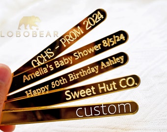 Custom Popsicle Sticks-Mirror Acrylic Personalized Popsicle Sticks-Reusable Engraved Cakesicle Sticks-LOGO Cake Pops Sticks-Pop-Sickles