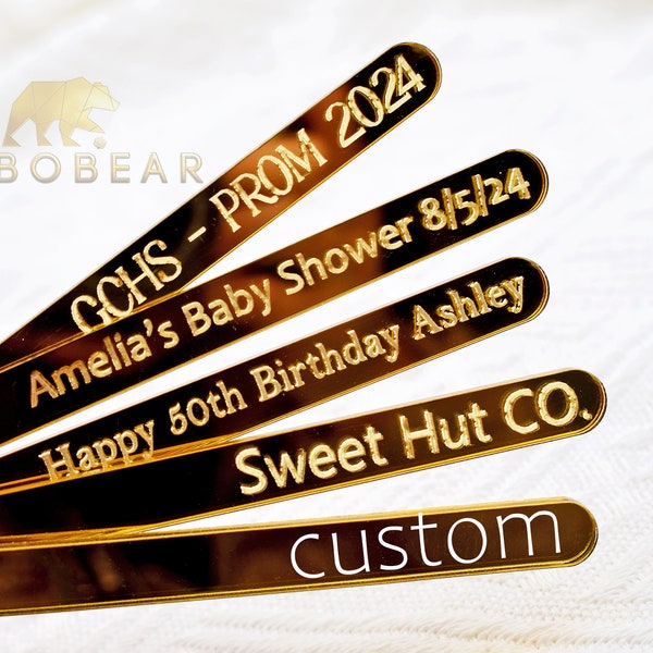 Custom Popsicle Sticks-Mirror Acrylic Personalized Popsicle Sticks-Reusable Engraved Cakesicle Sticks-LOGO Cake Pops Sticks-Pop-Sickles