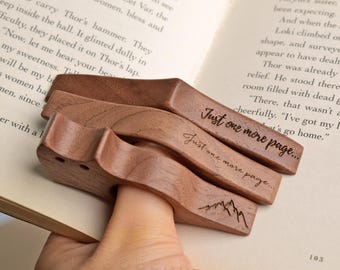 Personalized Walnut Thumb Book Page Holder–Mystery Page Holder-Reading Assistant Gift for Book Lovers