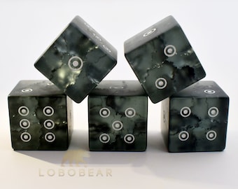 Dados D6 - D6s - Dungeons and Dragons D6 - Juego de dados Yahtzee - Dados con puntos grabados para juegos de rol D6 - Black Lightning Superficie mate con puntos de fácil lectura