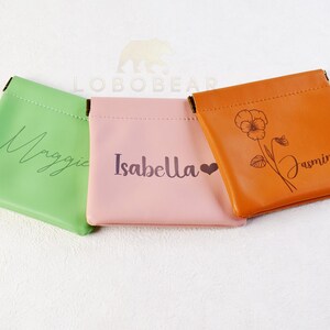 Porte-monnaie personnalisé - Porte-monnaie - Pochette pour chapelet - Porte-monnaie - Trousse à fermeture automatique - Pochette à maquillage - Pochette à bijoux de voyage pour fille - Cadeaux de Noël