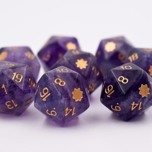 Customize D20-DnD D and D Dice Set-Add Initials or Symbol-Custom D20 Dice-Personalized D20 dungeons and dragons-Stone D20-Gemstone D20 image 5