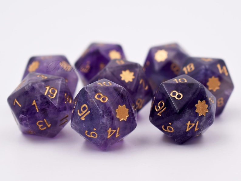 Customize D20-DnD D and D Dice Set-Add Initials or Symbol-Custom D20 Dice-Personalized D20 dungeons and dragons-Stone D20-Gemstone D20 image 5