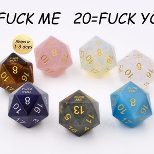 CLEARANCE Sale-1 Piece Gemstone D20-Critical Failure F*CK D20s-Gem Dice-dungeons and dragons dice-rpg d20 dice-Engraved D20-Christmas Gift