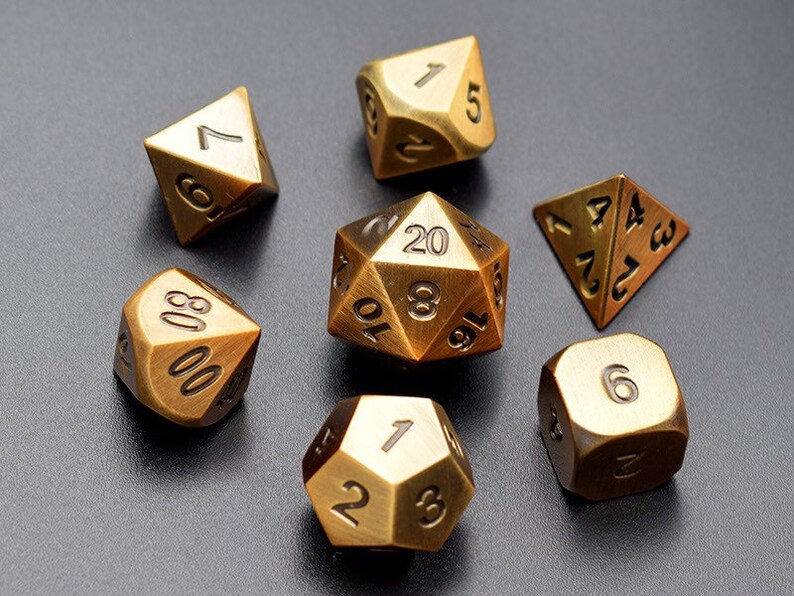 Metal Dnd Diceantique Gold Finish Dungeons and Dragons Etsy