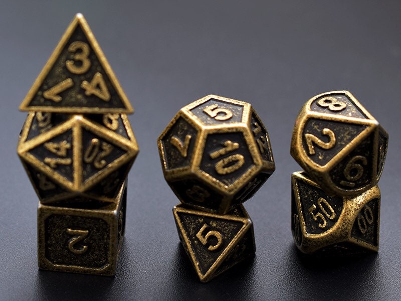 Antique Brass Dice Set for Dungeons and Dragonssolid Metal Etsy