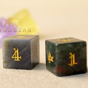 Labradorite Gemstone D6-Natural D6 Dice-16mm d6s-Dungeons and Dragons D6-Engraved Dice for d6 rpgs / tabletop games/ DON'T Roll together