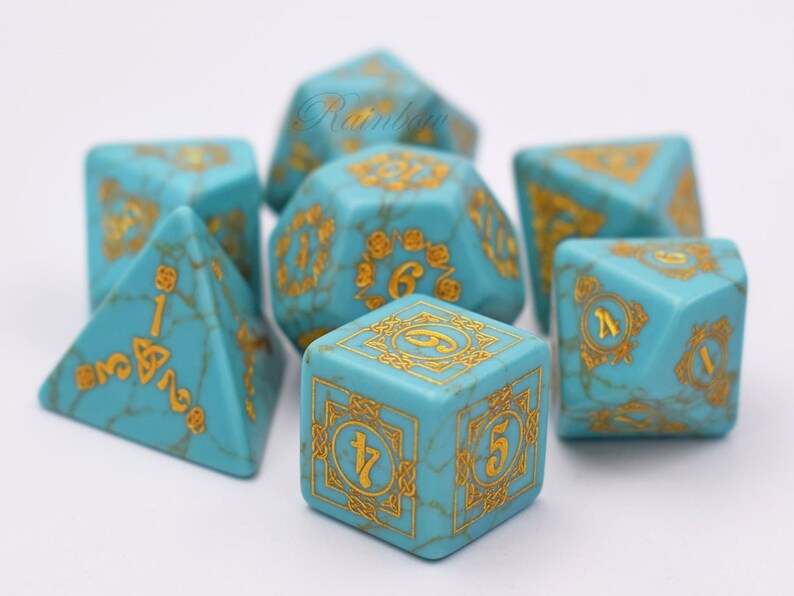 Dicegemstone Dicestone Dnd Dicesynthetic Green Turquoise Etsy