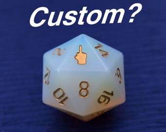 Custom D20 Die-Add Initials or Symbol-Personalized D20 Dice-Custom D20-dungeons and dragons-d and d dice-Stone Engraved D20-rpg Dice