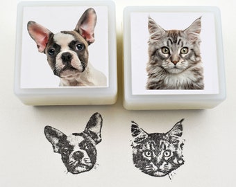 Custom Pet Stamp Self Inking-Cat Dog Portrait Pre Inked Stamp-Customized Pet Portrait Stamp-Personalized Animal Stamps-Gifts For Pet Lover