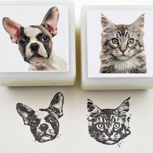 Custom Pet Stamp Self Inking-Cat Dog Portrait Pre Inked Stamp-Customized Pet Portrait Stamp-Personalized Animal Stamps-Gifts For Pet Lover
