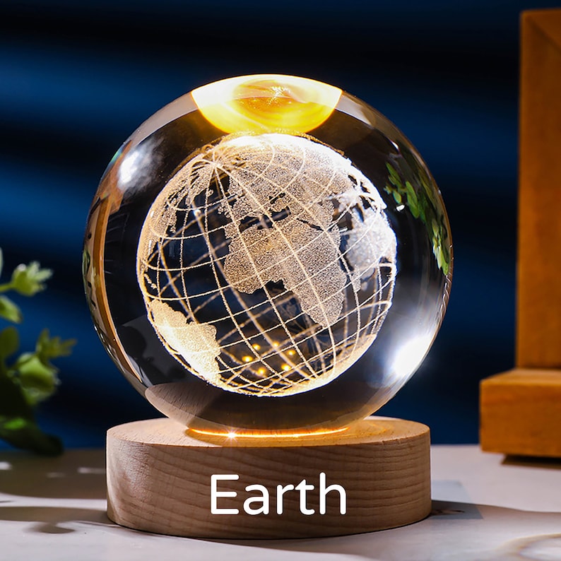 3D Galaxy Crystal Ball Night Light-6CM Solar System Lamp-Custom Crystal Photo Night Lamp-3D Glass Ball Light-Bedroom Decor Crystal Lamp image 6