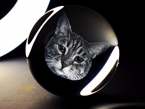 Moon Night Lamp-3D Galaxy Crystal Ball Night Light-6CM Solar System Lamp-Custom Pet Portrait 3D Crystal Engraving Night Lamp-Custom Photo