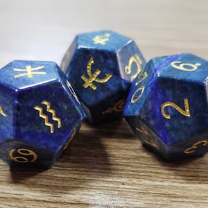 Lapis Lazuli Gemstone Astrodice-Engraved Astro Dice Set-Astrology Readings Dice Game-Divination Dice-Gemstone Dice-Witchcraft
