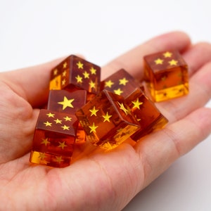 Orange Glasss D6 Dice-Gemstone D6 Dice Set-d6s-6 sided dice-Yahtzee Dice Set-Six sided dice set-Pips Dice for TTRPG-Inspired By Dragon Ball