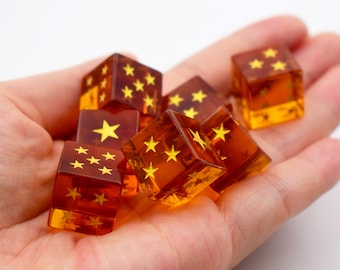 Orange Glasss W6 Würfel-Edelstein W6 Würfel Set-d6s-6 mit Seiten versehene Würfel-Yahtzee Würfel Set-Sechs seitige Würfel-Set-Pips Würfel für TTRPG-Inspiriert von Dragon Ball