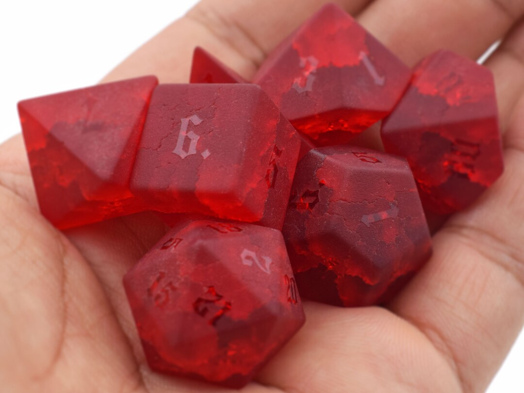 Raised Dicelightning Glass Dice Setblast Glass Polyhedral Etsy