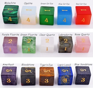 Natural Gemstone D6 Die-Engraved D6 Dice-dungeons and dragons Dice-gem dice-Engraved Gemstone dice for rpg Games