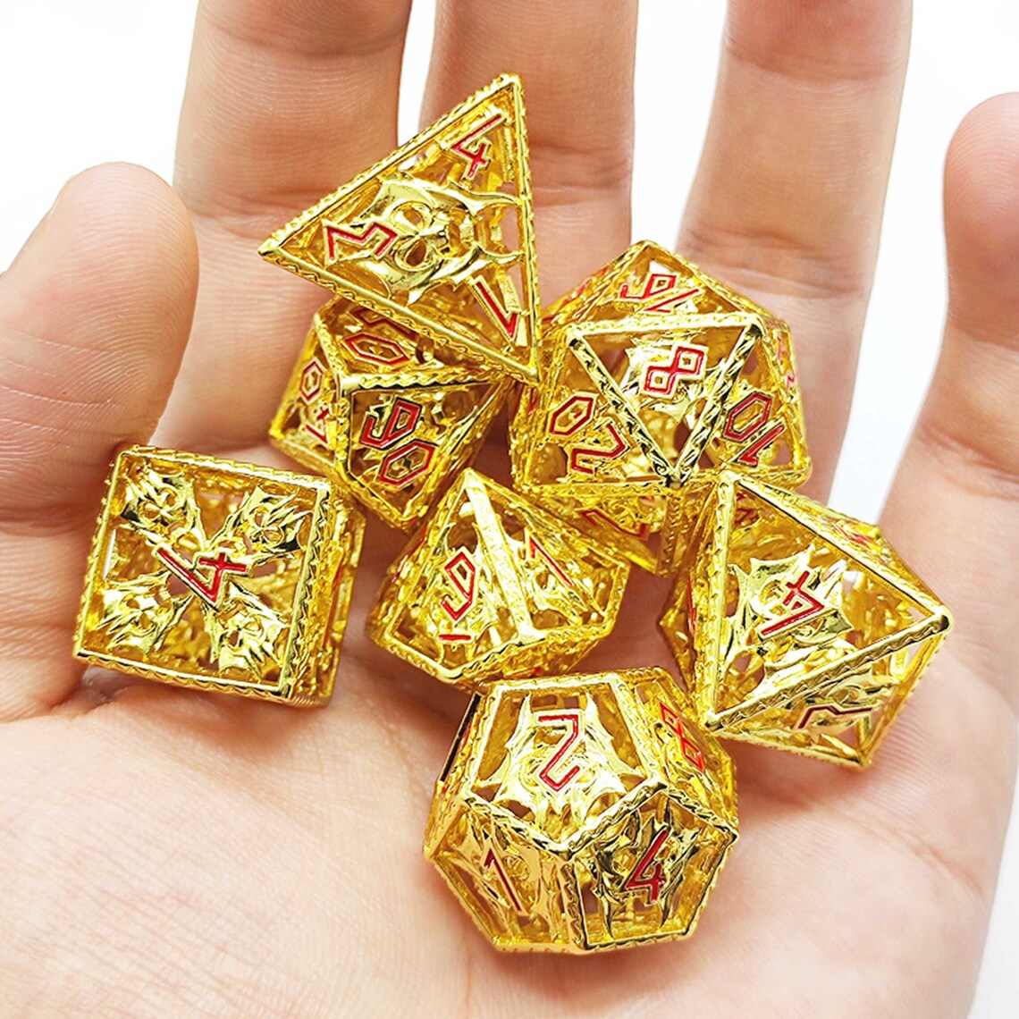 Shiny Gold Dnd Dice Setfor Dungeons & Dragonsmask Etsy UK